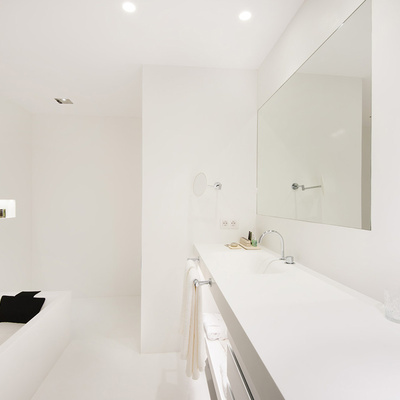 Bathroom of the suite room at the Mercer Sevilla Hotel