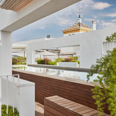Swimming pool on the rooftop of Hotel Mercer Sevilla