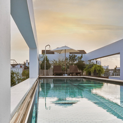 Swimming pool on the rooftop of Hotel Mercer Sevilla