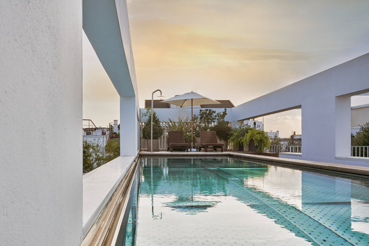 Swimming pool on the rooftop of Hotel Mercer Sevilla